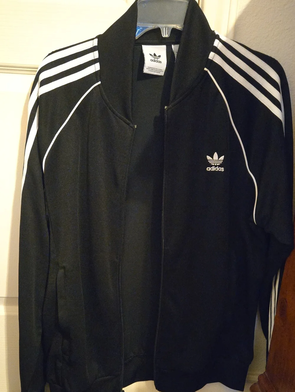 adidas Black Track Jacket with White Stripes